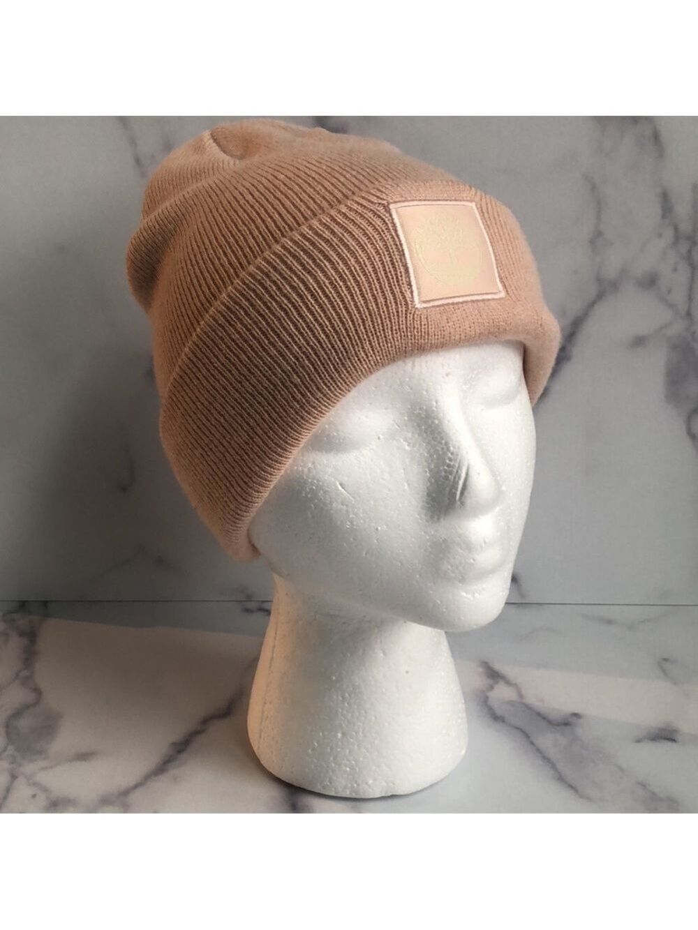Timberland Classic Tonal Patch Cuffed Beanie In Cameo Rose